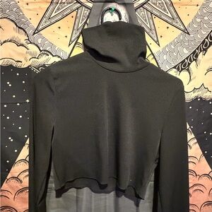 Black Cropped Goth Turtleneck
